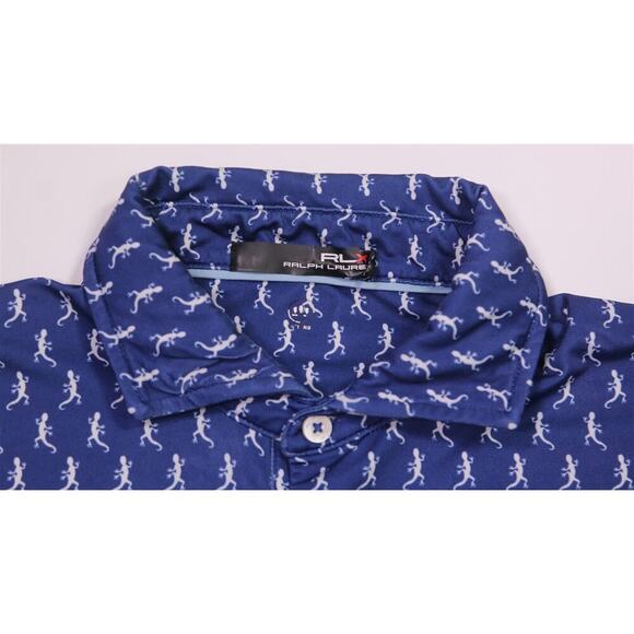 Ralph Lauren X RLX Hudson National Golf Club Blue Gecko Print Polo Shirt Small - Picture 7 of 9